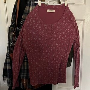 Lucky Brand Maroon Floral Long Sleeve Top